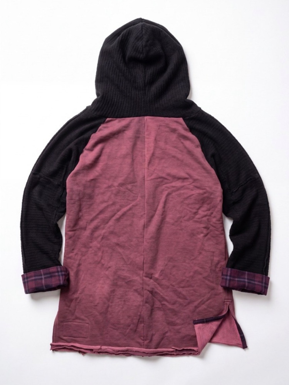 Hand Crafted Burgundy & Black Hooded Sweatshirt with 'De Luxe' Patch - Picture 6 of 11